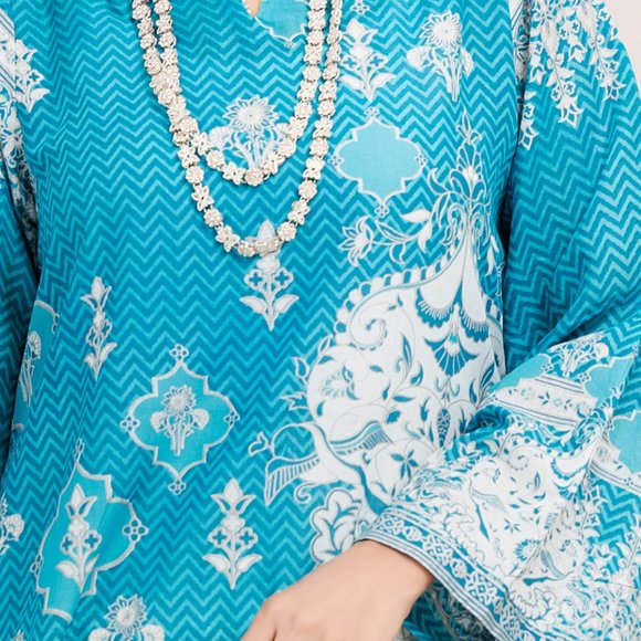 1PC Cotton Teal Kurti/Tunic/Kameez Almirah Junaid Jamshed Pakistani Indian XS/36 - Picture 4 of 8